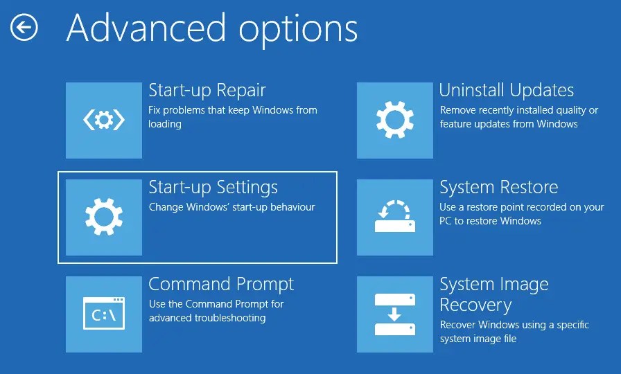 起動設定をクリック